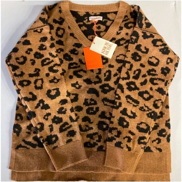 Knox Rose Women's V-Neck Pullover Sweater Camel Brown Small - Picture 2 of 6